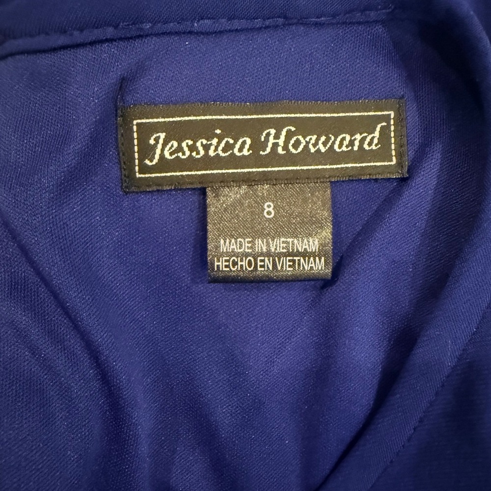 Jessica Howard Womens Royal Blue Fit and Flare Pocket Dress Gold Zipper‎ Size 8 - Picture 2 of 10